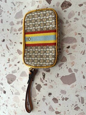 Tory Burch Yellow, Red & Light Blue Chain-Print Wristlet